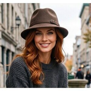 Vintage Lock & Co Hatters London Velour Fedora Hat Size Small Brown Fuzzy Trilby